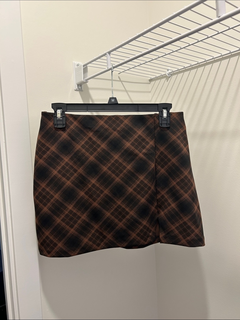 H&M Brown and Black Plaid Mini Skirt